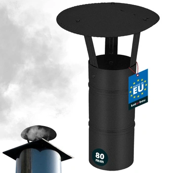 Dymová strieška na komínové potrubie pozinkovaná čierna 80 mm