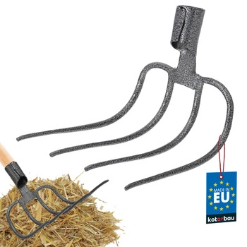 Zakrivené vidly zahnuté štvorzubé na kompost hnoj oceľ