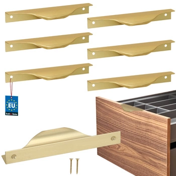 Hranatá nábytková úchytka moderná hliníková zlatý matný 128 mm sada 6 ks.