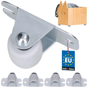 Nábytkové koliesko pevné na skrine gumové biele 22 mm sada 4 ks.