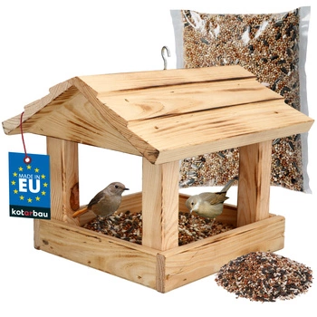 Kŕmidlo pre vtáky drevené + krmivo 0,5 kg