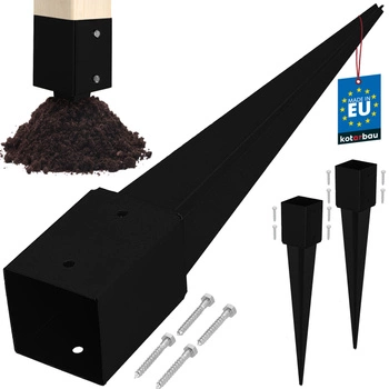 Základňa stĺpa zapustená do zeme oceľová čierna 100x100x750 mm sada 2 ks.