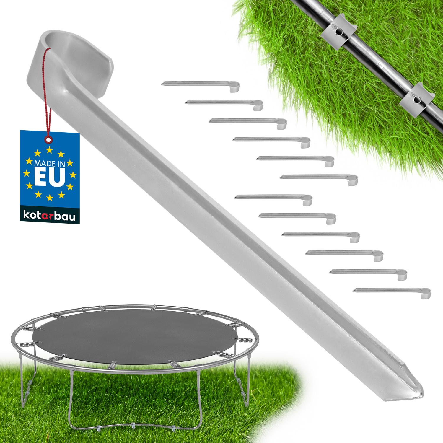 Vjazdová kotva pätka pre trampolíny pozinkovaná 430 mm sada 12 ks.