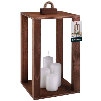 Drevený lampáš na sviečku domáca záhrada hnedý 20x20 cm