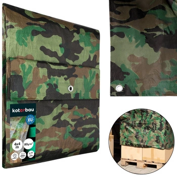 Plachta ochranná pevná hrubá univerzálna moro 80 g/m2 4x4 m