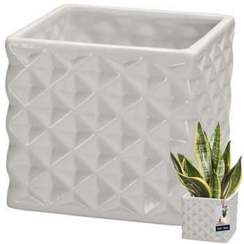 Kvetináč keramický štvorcový Piano biely 14x14 cm