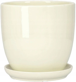 Krémový keramický kvetináč s podstavcom ⌀20 cm