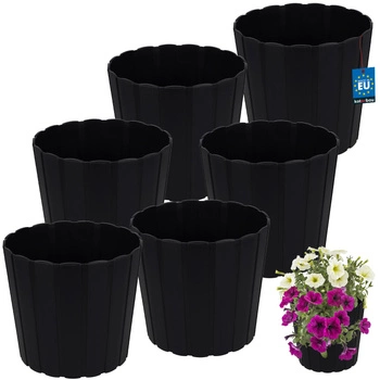 Plastový kvetináč na kvety antracit 24cm sada 6 ks.