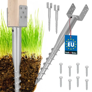 Základňa stĺpa kotva u skrutkovateľná do zeme oceľ 120x720 mm sada 2 ks.