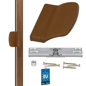 Balkónová západka s rukoväťou zlatý dub