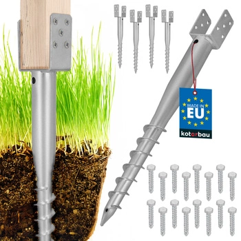 Základňa stĺpa kotva u skrutkovateľná do zeme oceľ 70x700 mm sada 4 ks.