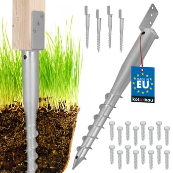 Základňa stĺpa kotva l skrutkovateľná do zeme oceľ Lx735 mm sada 4 ks.