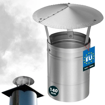 Dymová strieška na komínové potrubie pozinkovaná strieborná 140 mm