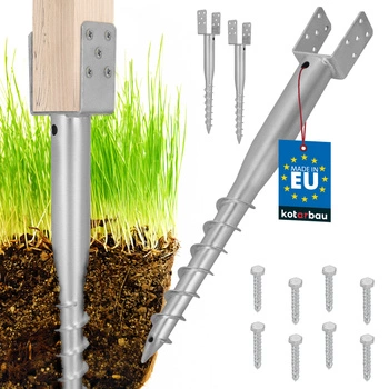 Základňa stĺpa kotva u skrutkovateľná do zeme oceľ 80x710 mm sada 2 ks.