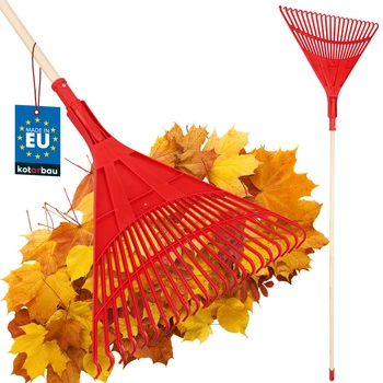 Veľké vejárové hrable na lístie 50 cm + drevená násada 1,5 m