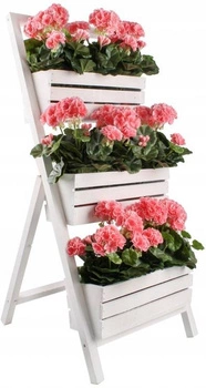 Záhradný záhon 3 balkónové kvetináče biele - 105 cm