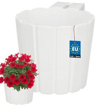 Balkónový kvetináč na zábradlie s držadlom na zavesenie biely 150 mm