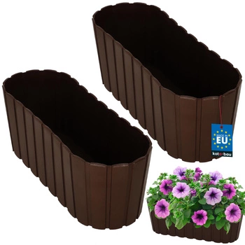Kvetináč podlhovastý na kvety hnedý 40cm sada 2 ks.