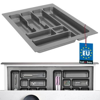 Organizér na príbory vložka do kuchynskej zásuvky sivá 49x38 cm