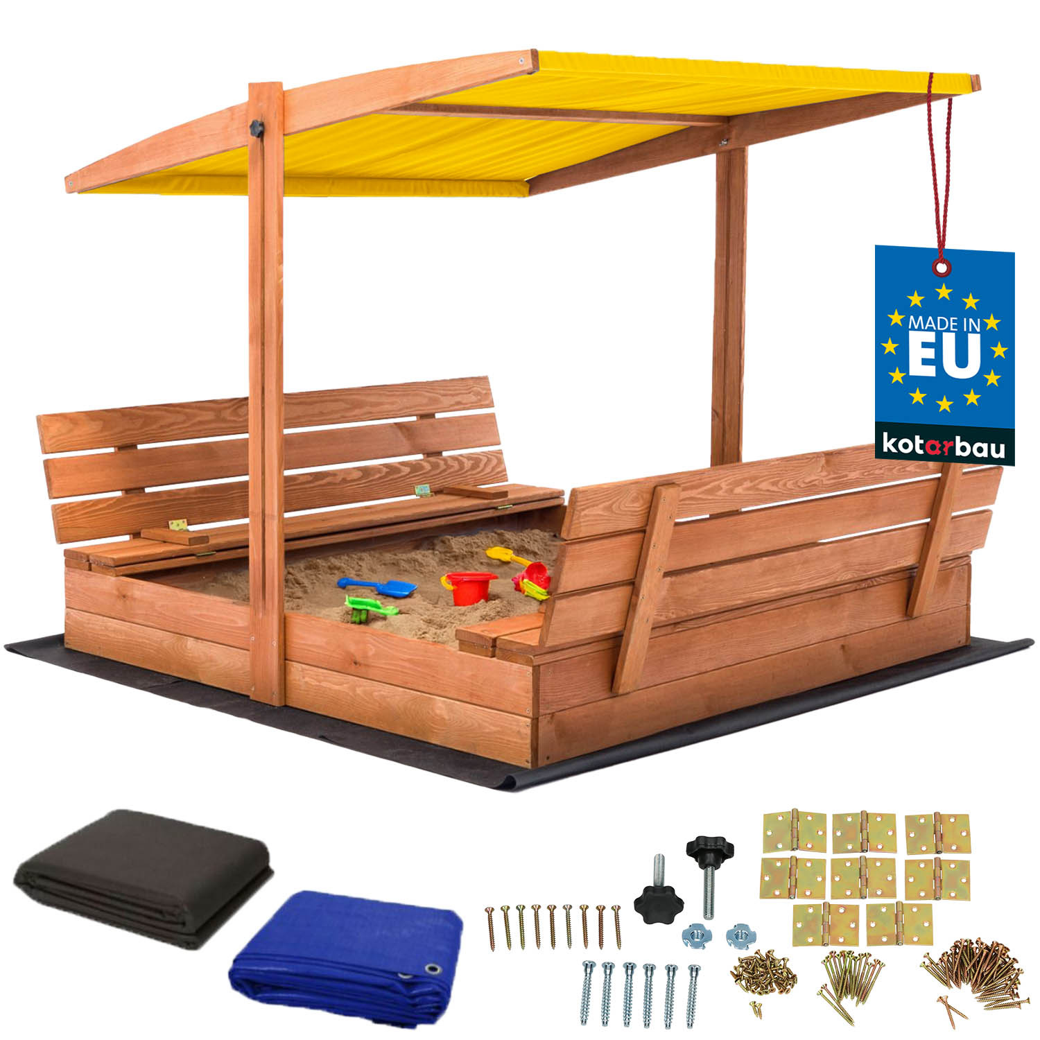 Drevené pieskovisko so strieškou lavičkami uzamykateľné veľké hnedé 140 cm