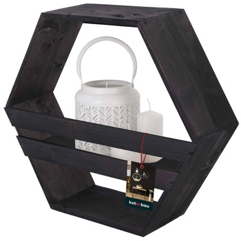 Drevená polica na rastliny na stene čierna