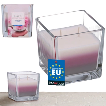 Trojfarebná sklenená vonná sviečka 32 h - spa garden