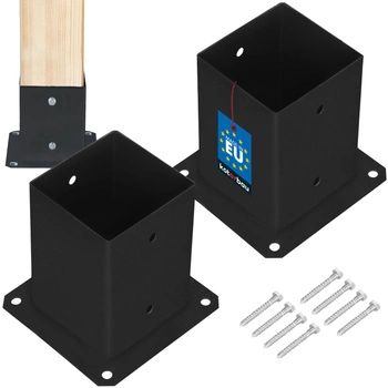 Základňa stĺpa priskrutkovaná k betónu čierna 100x100mm sada 2 ks.