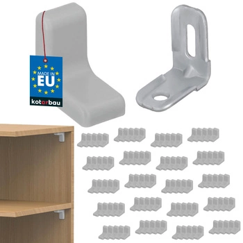 Nábytková uhlová konzola s uzáverom svetlosivá sada 100 ks.