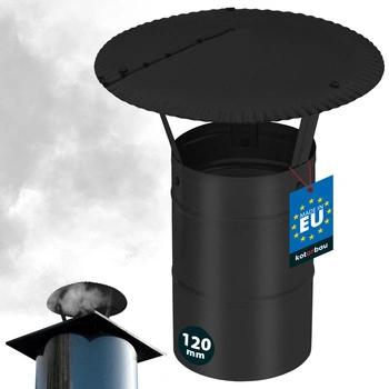 Dymová strieška na komínové potrubie pozinkovaná čierna 120 mm