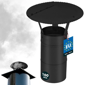 Dymová strieška na komínové potrubie pozinkovaná čierna 100 mm