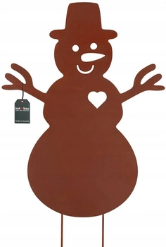 Figúrka snehuliaka kovový ornament záhrada hrdza