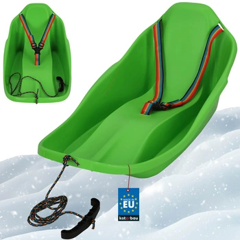 Plastové sane s operadlom a bezpečnostnými pásmi zelené