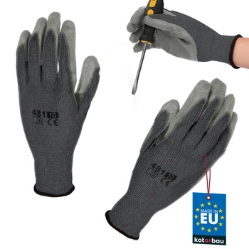 Rukavice pracovné protišmykové potiahnuté latexom sivé veľkosť xl