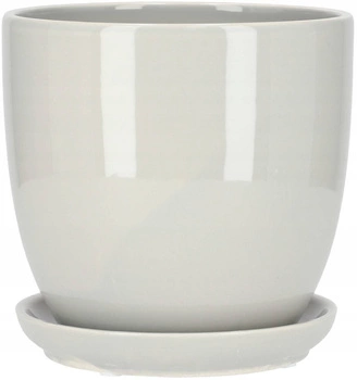 Keramický kvetináč ochranný kvetináč s podstavcom sivý ⌀20 cm