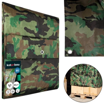 Plachta ochranná pevná hrubá univerzálna moro 80 g/m2 3x5 m