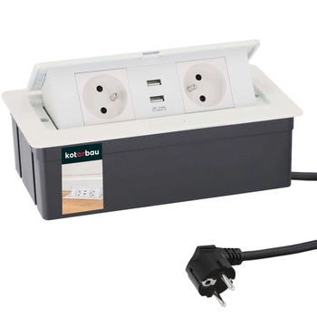 Stolová zásuvka + predlžovací kábel usb biela