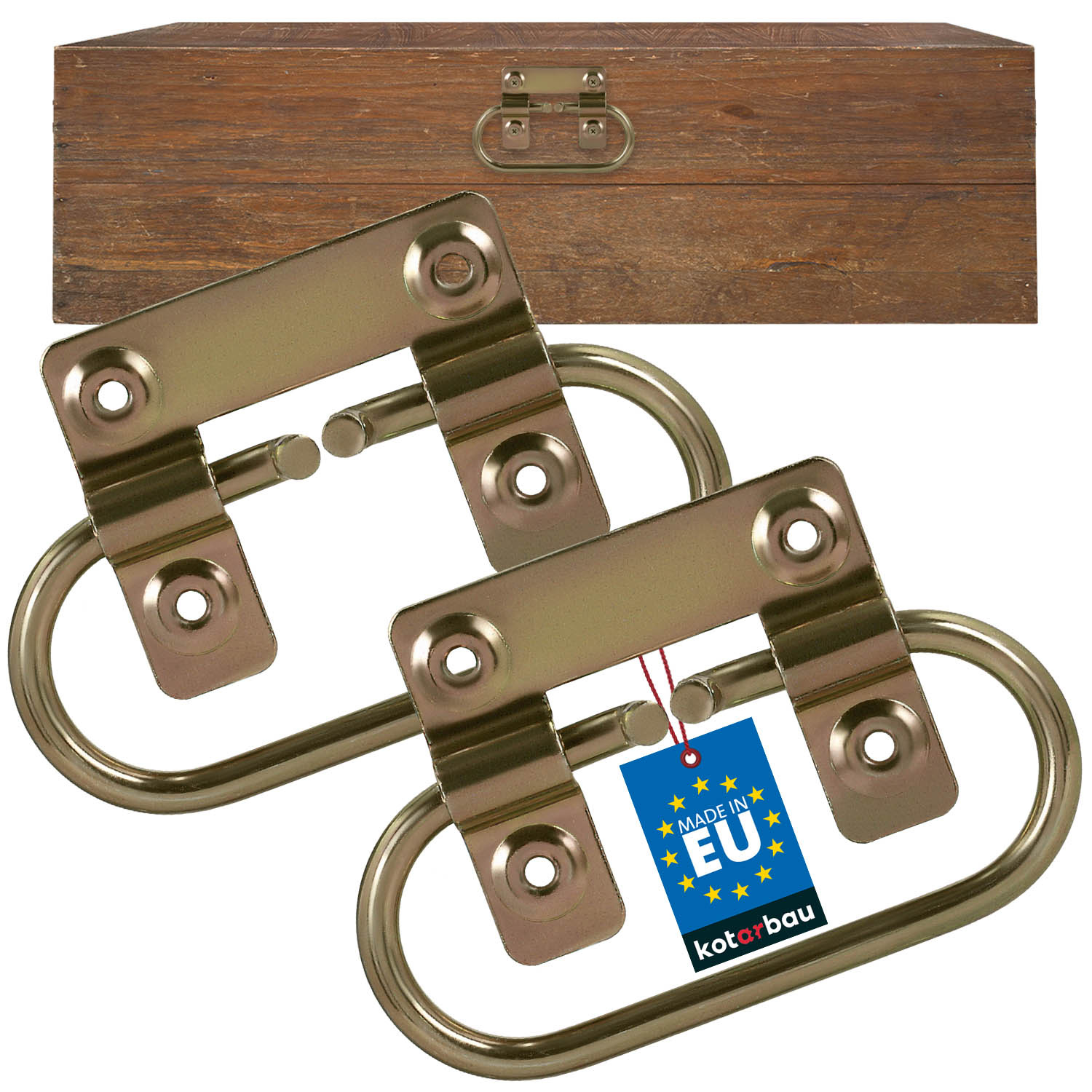 Držadlo na truhly kufre zásuvky pozinkované zlaté 13 cm sada 2 ks.