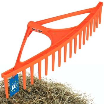 Záhradné hrable plastové na lístie trávu seno 18-zubové - Farba oranžová