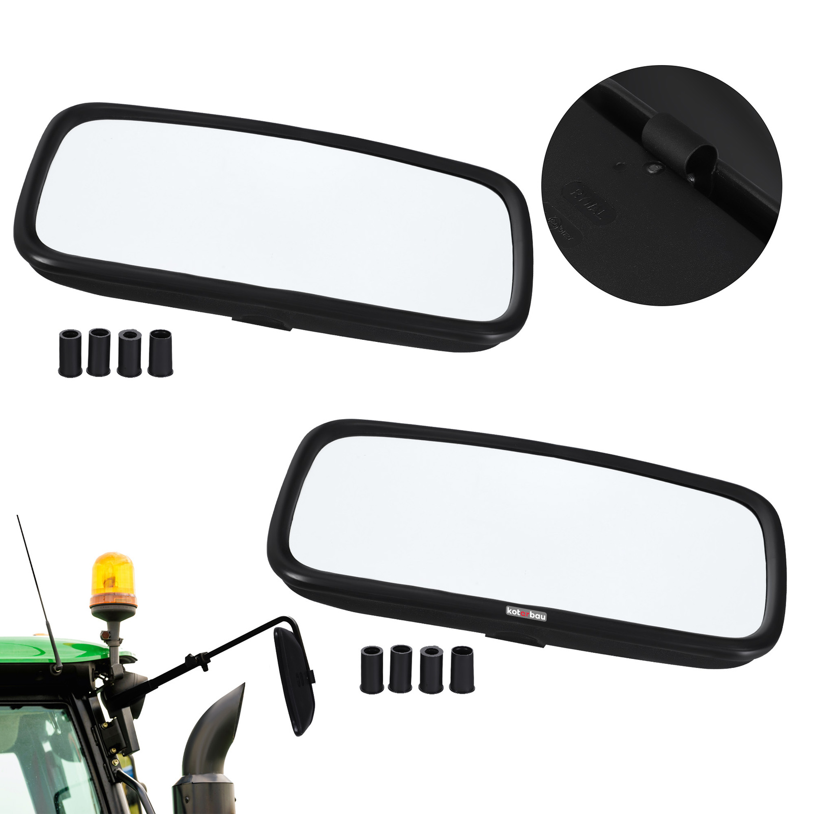 Univerzálne vonkajšie zrkadlo pre strojné traktory 36,5x19 cm sada 2 ks.