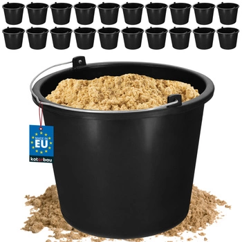 Stavebné vedro pre domácnosť na maltu plastové čierne 5 l sada 20 ks.