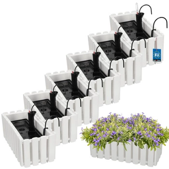 Kvetináč balkónový biely na zábradlí 400 MM Sada 6 ks..