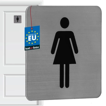 Značka na dvere wc pre ženy piktogram samolepiaca oceľ 7x7 cm
