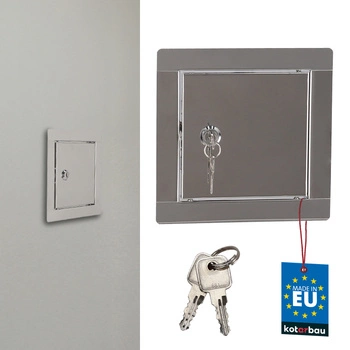 Revízne dvierka zámok na kľúč nerezová oceľ strieborné 15x15 cm