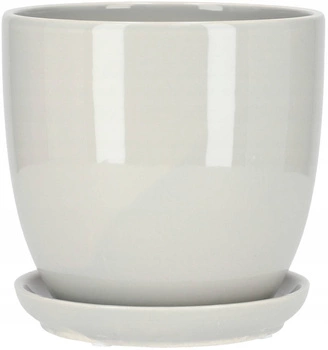 Keramický kvetináč ochranný kvetináč s podstavcom sivý ⌀13 cm