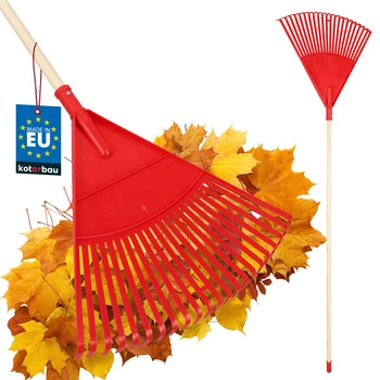 Veľké vejárové hrable na lístie 49 cm + drevená násada 1,5 m