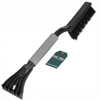 Škrabka na okná a ľad, škrabka a kefa 2v1 - Farba čierna, šedá