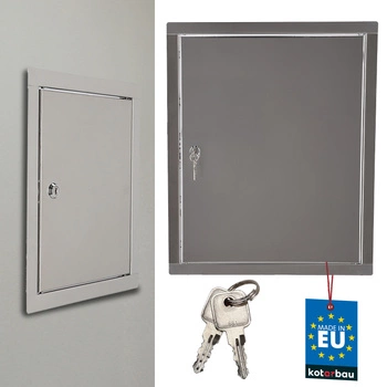 Revízne dvierka zámok na kľúč nerezová oceľ strieborné 15x25 cm