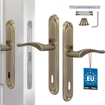 Klasická dverová kľučka dlhá štítka na kľúč patina 90 mm