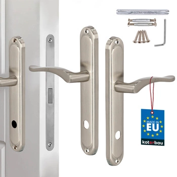 Klasická dverová kľučka dlhá štítka zámka wc satén 90 mm