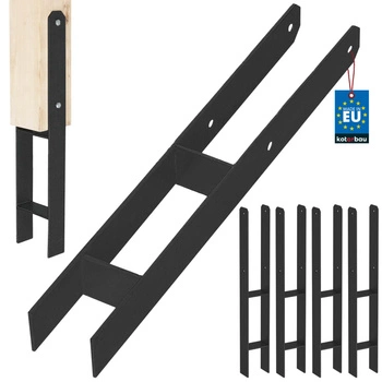 Základňa stĺpika h na zamurovanie pozinkovaná čierna 70 mm sada 4 ks.